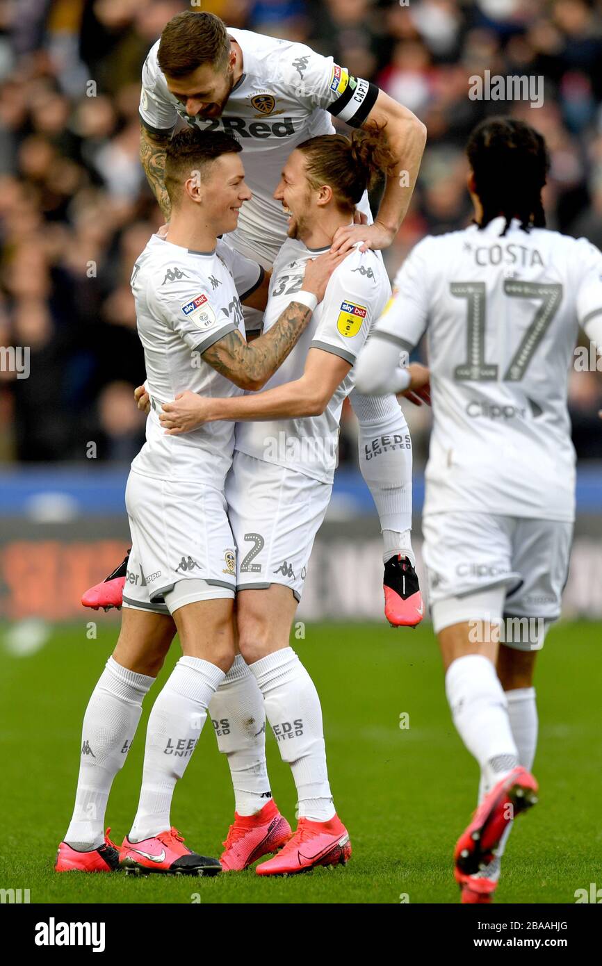 Leeds United's Luke Ayling celebrates scoring his side's first goal of
