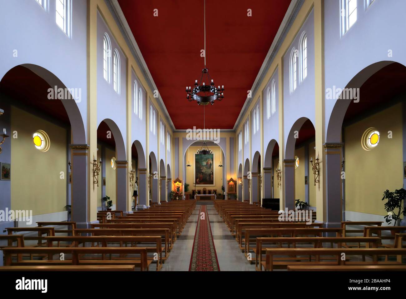 Interior of the Maria Auxiliadora church, Puerto Natales city, Patagonia, Chile, South America Stock Photo