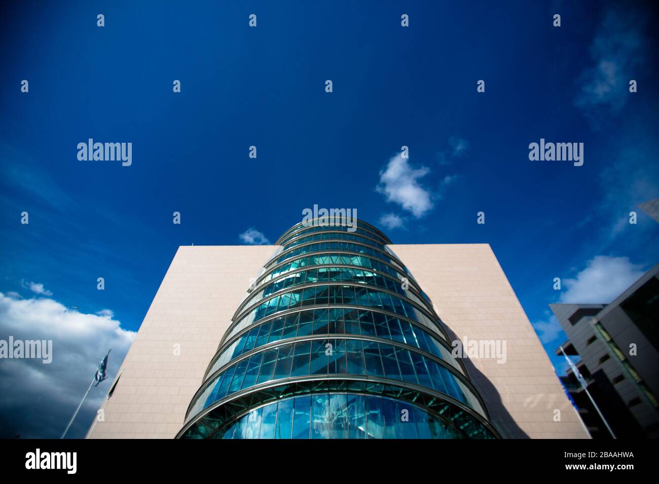 The modernist facade of the Convention Centre in Dublin, Ireland Stock Photo
