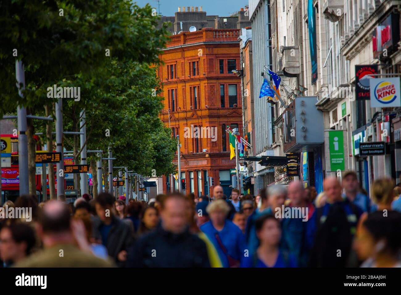 A packed O´Connell st in Dublin before lockdown took over the world. Stock Photo