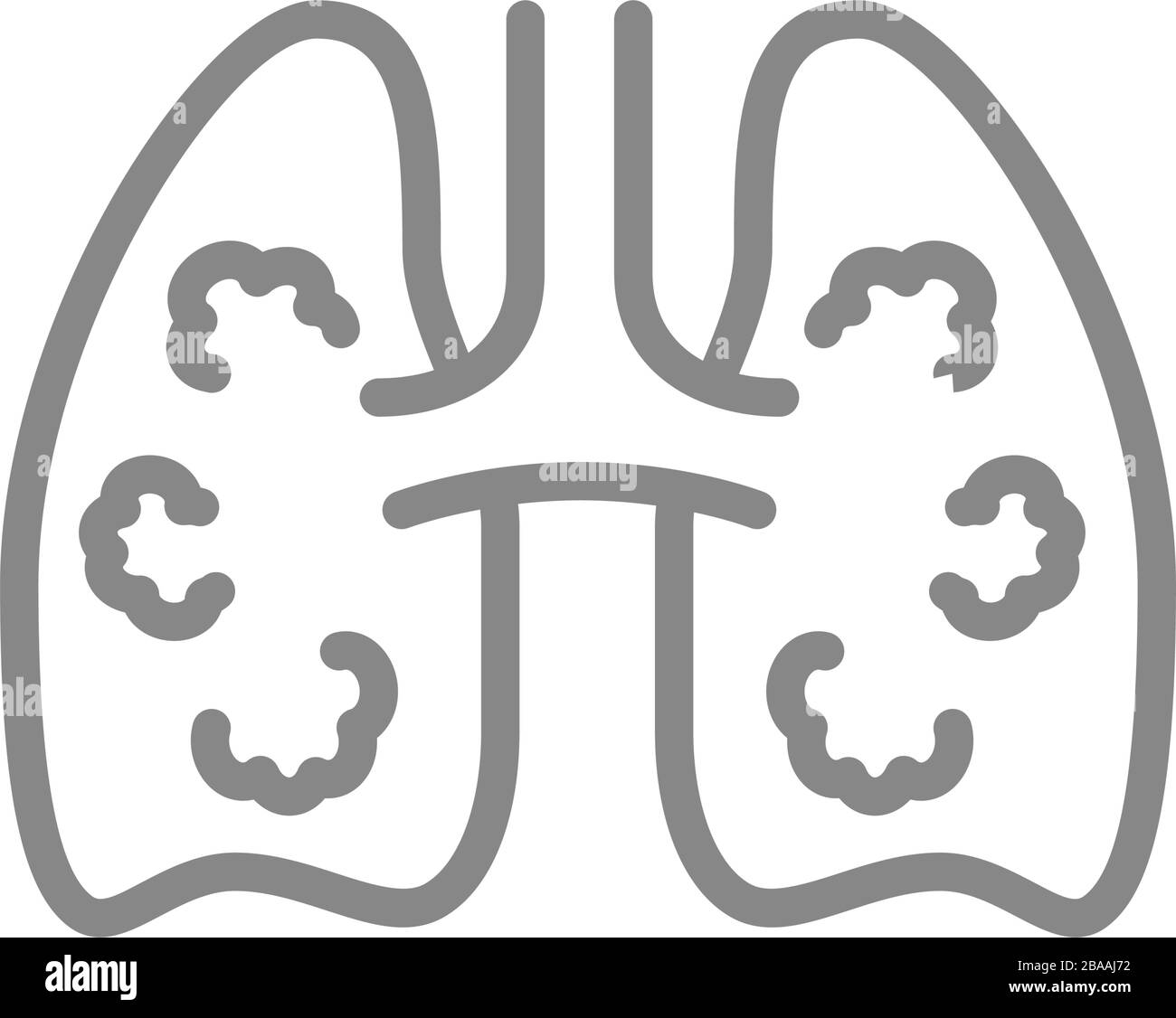 Lungs with tumors line icon. Lungs cancer, diseases internal organ, tuberculosis symbol Stock Vector