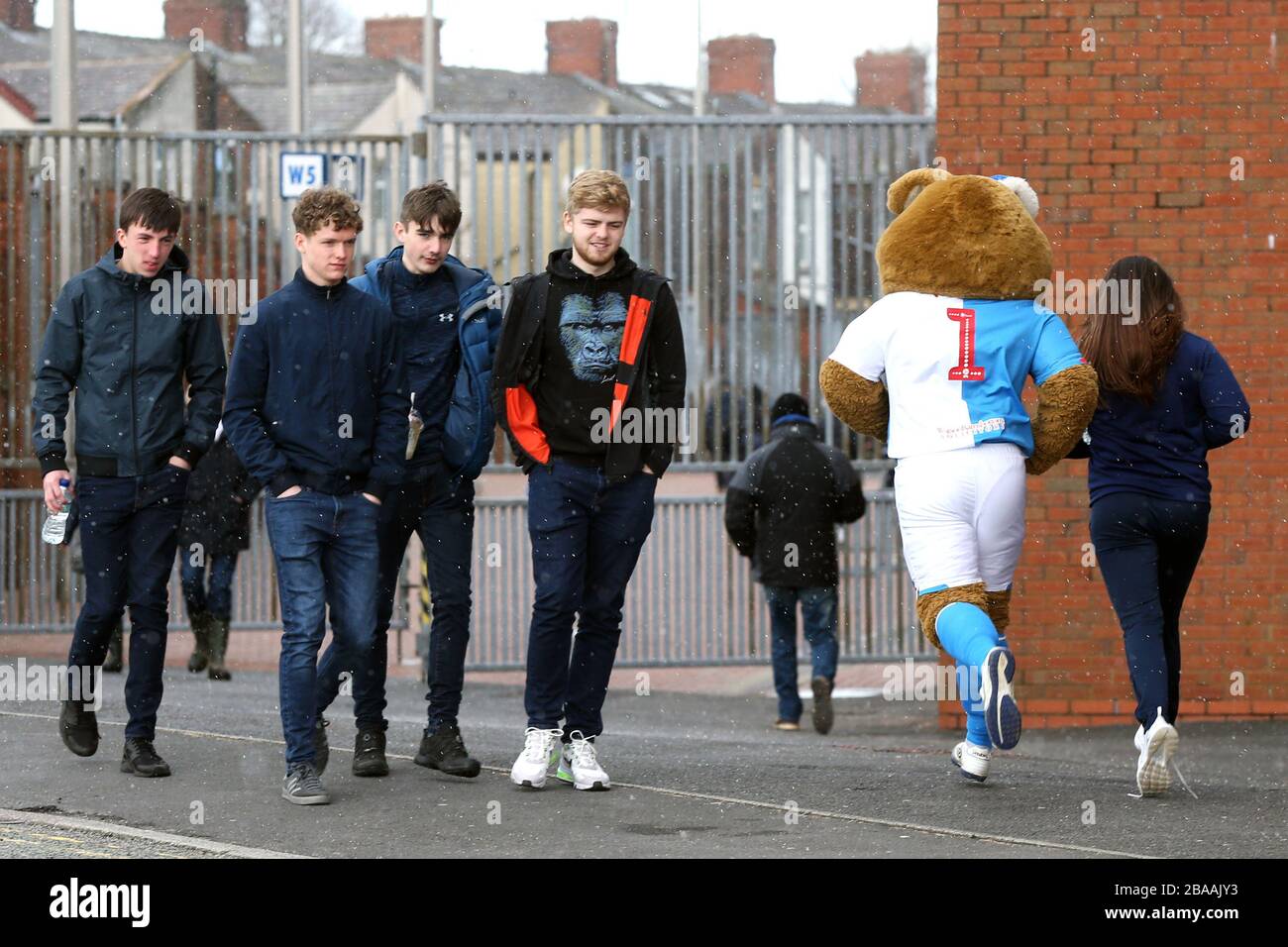 Fans arrive ahead of the Sky Bet Championship match at Ewood Park Stock Photo