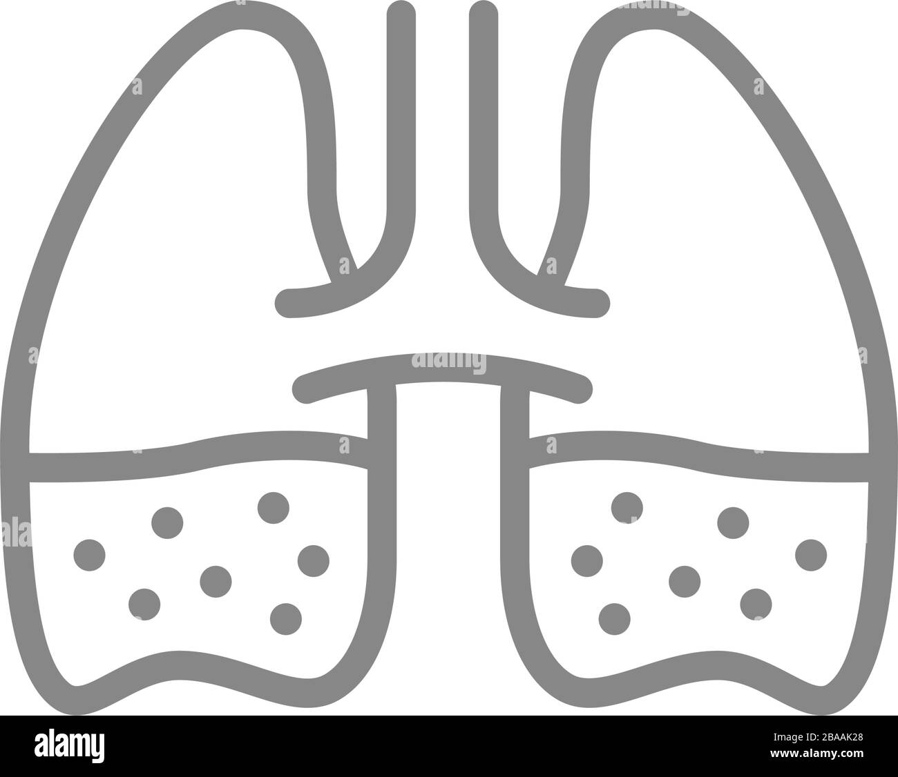 Lungs with phlegm line icon. Pleurisy, edema, pneumonia, tuberculosis, bronchitis symbol Stock Vector