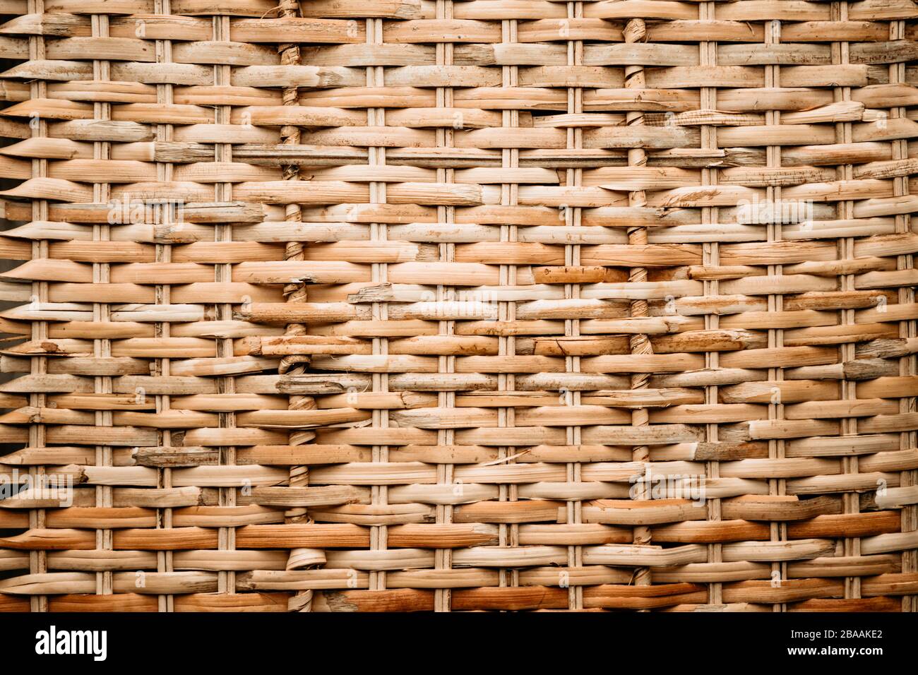 Rattan natural texture full frame background. Stock Photo