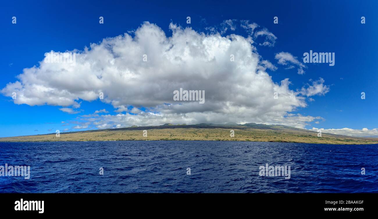 Panorama of North Kohala Coast with Kohala Oceanfront and Kohala Ranch developments, Hawaii Island, USA Stock Photo