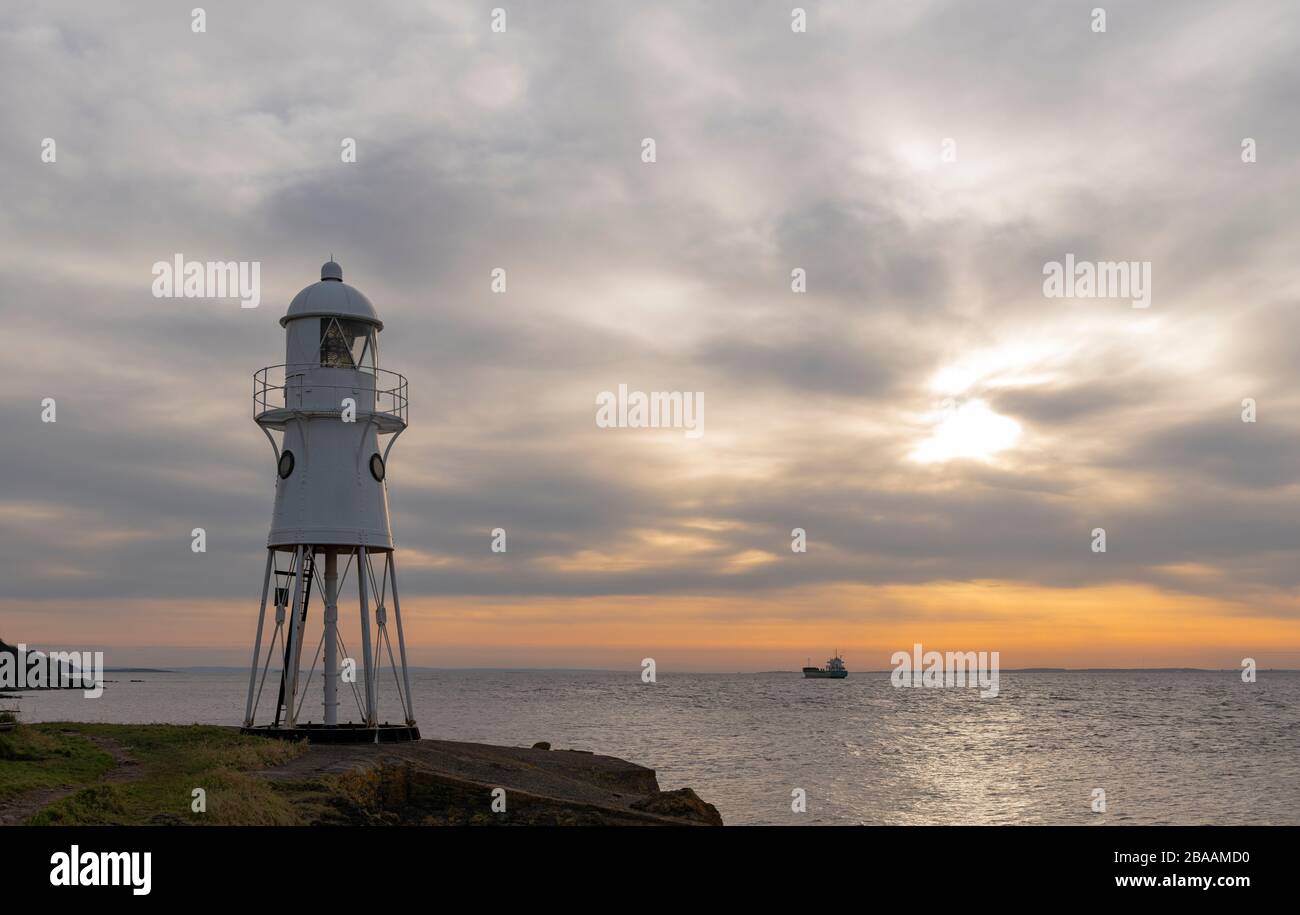 Black Nore Lighthouse at Portishead, Bristol. Stock Photo