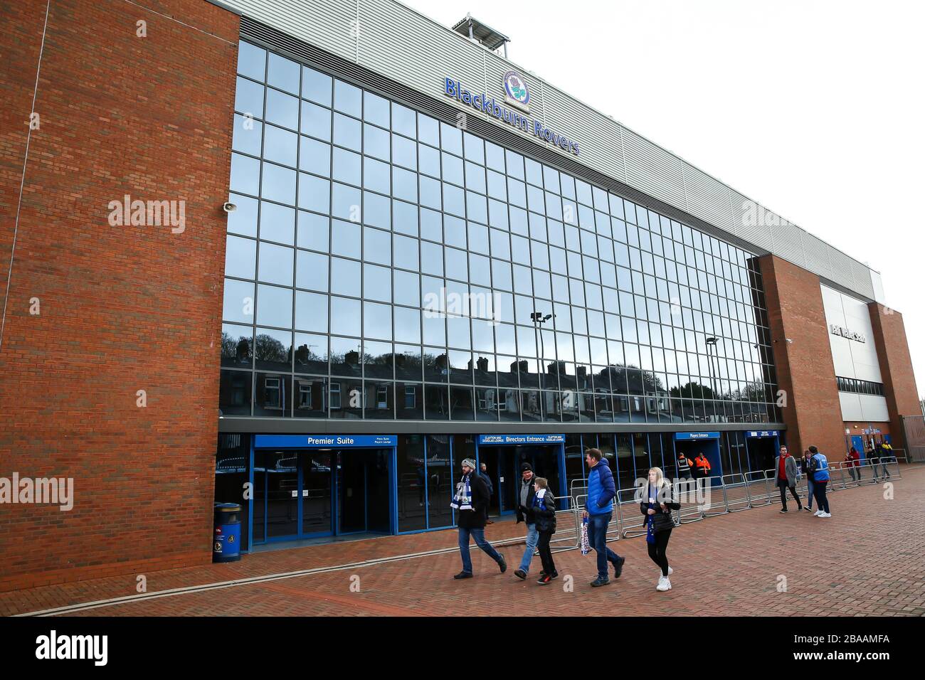 Blackburn Rovers fans arrive before the Sky Bet Championship match at Ewood Park Stock Photo