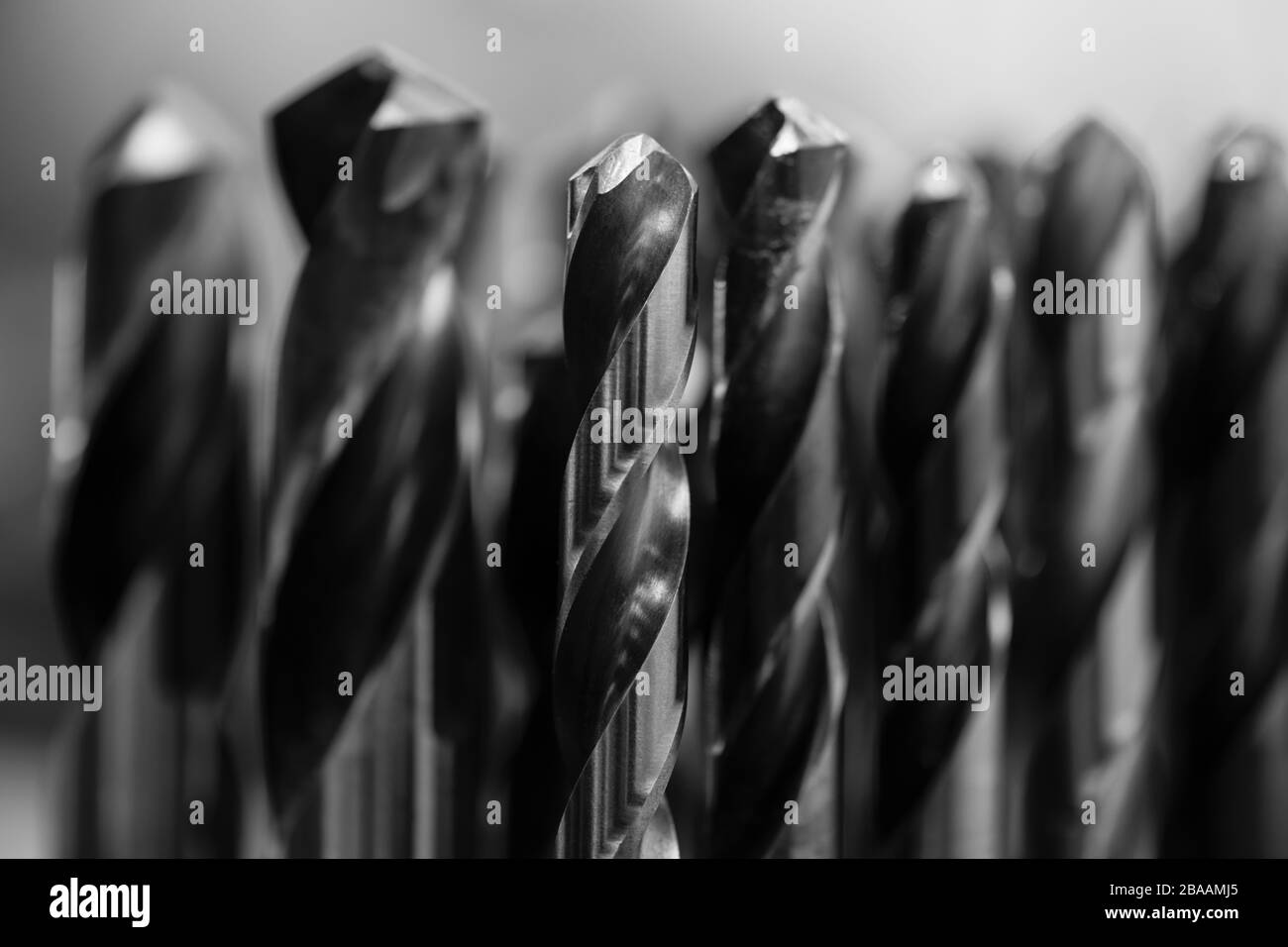 Set of steel drill bits for drill press Stock Photo