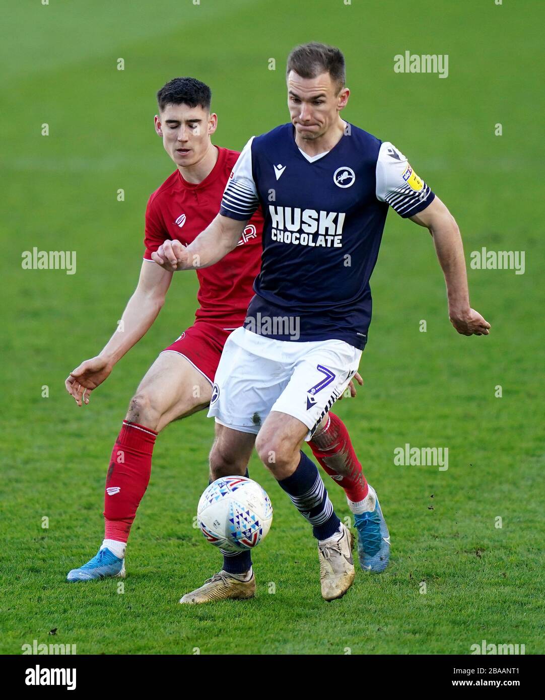 Millwall's Jed Wallace gains possession of the ball Stock Photo