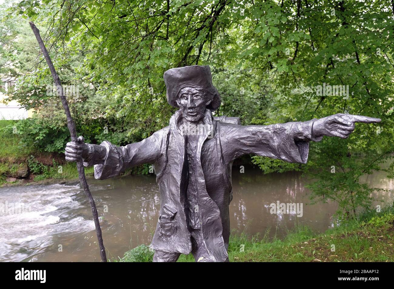 Pilgrim to Santiago de Compostela statue by Sieger Koder in Wasseralfingen, Germany Stock Photo