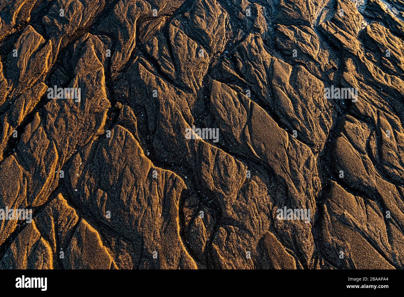 Aerial view of Patterns in Sand Beach, Baja California Sur, Mexico Stock Photo