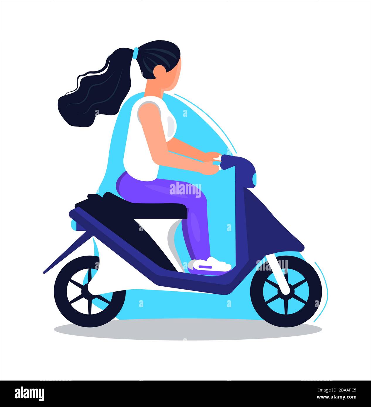 Girl biker vector. Motorcyclist is driving scooter. Woman is riding moped  Stock Vector Image & Art - Alamy