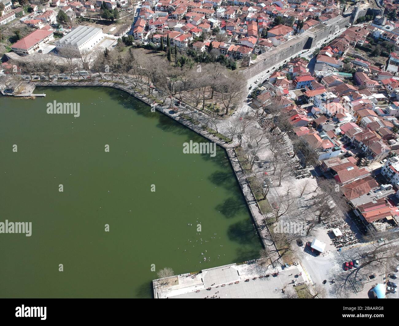 aerial view city ioannina and lake pamvotida Stock Photo