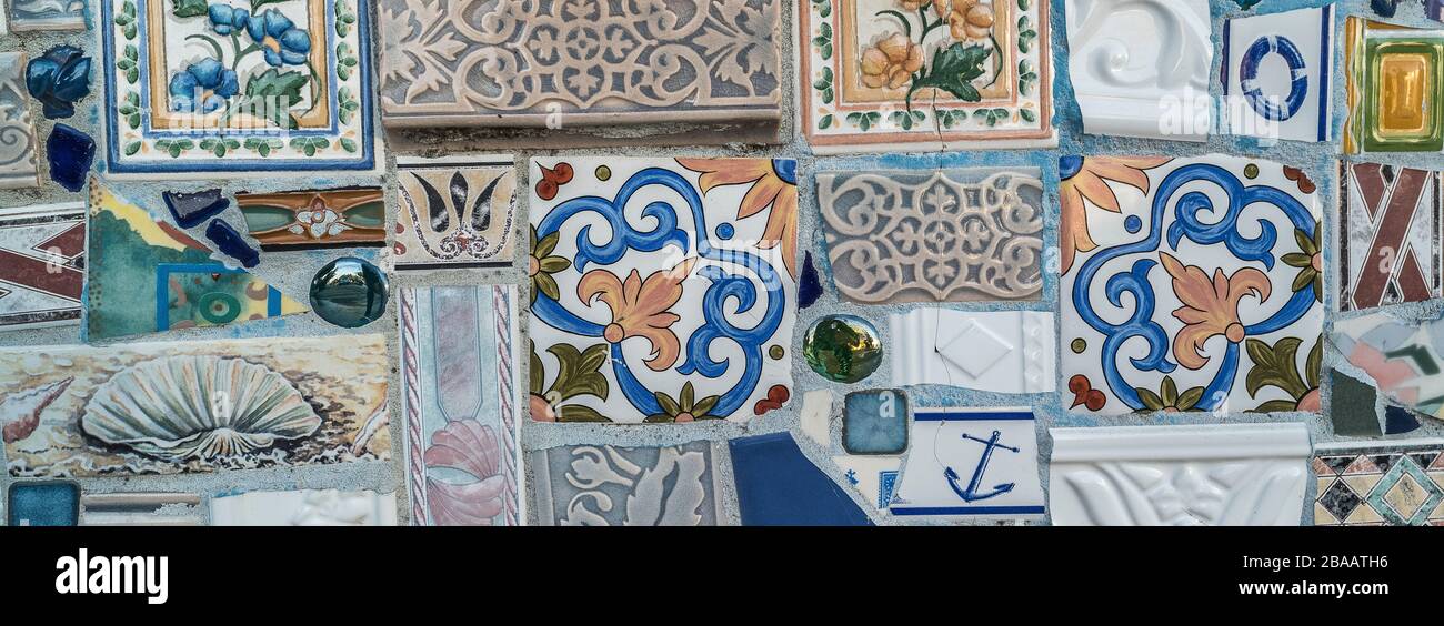 Mosaic tiles with patterns Stock Photo