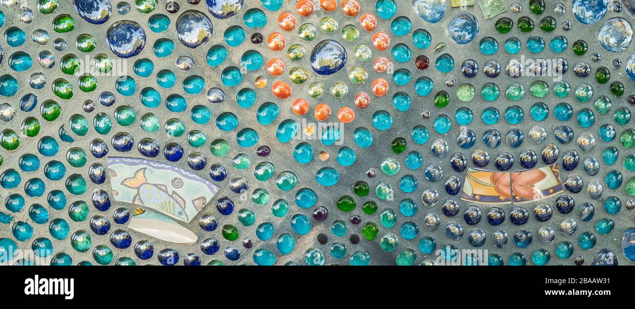 Mosaic tiles with shiny stones Stock Photo