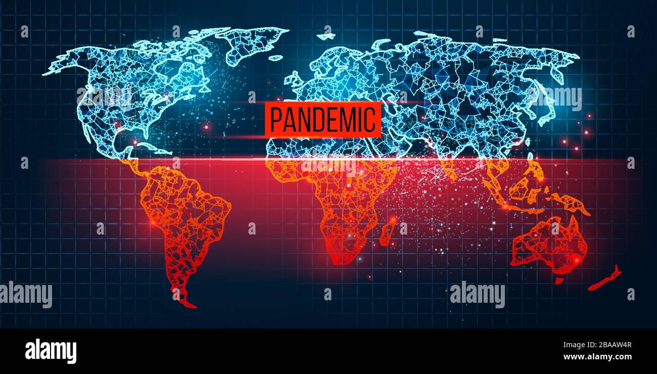 World map novel pandemic coronavirus COVID-2019. Epidemic spread by ...