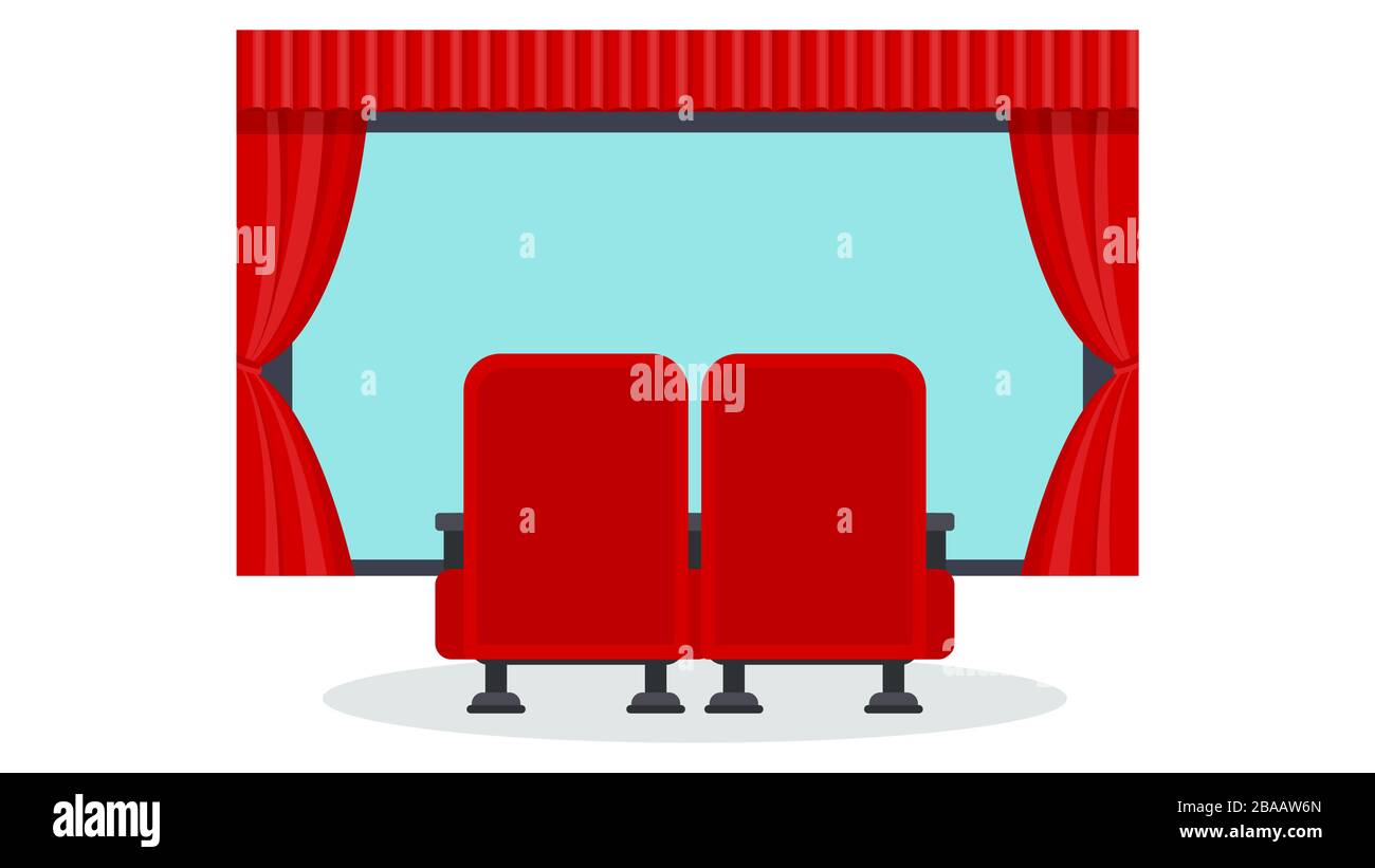 Cinema seats illustration. Flat vector objects isolated on a white background. Stock Vector