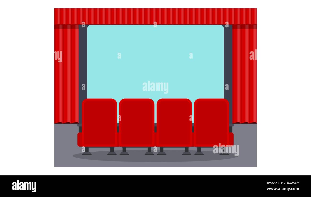 Cinema seats illustration. Flat vector objects isolated on a white background. Stock Vector