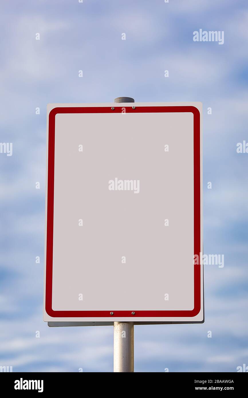rectangular sign with red frame with plenty of space for text Stock Photo