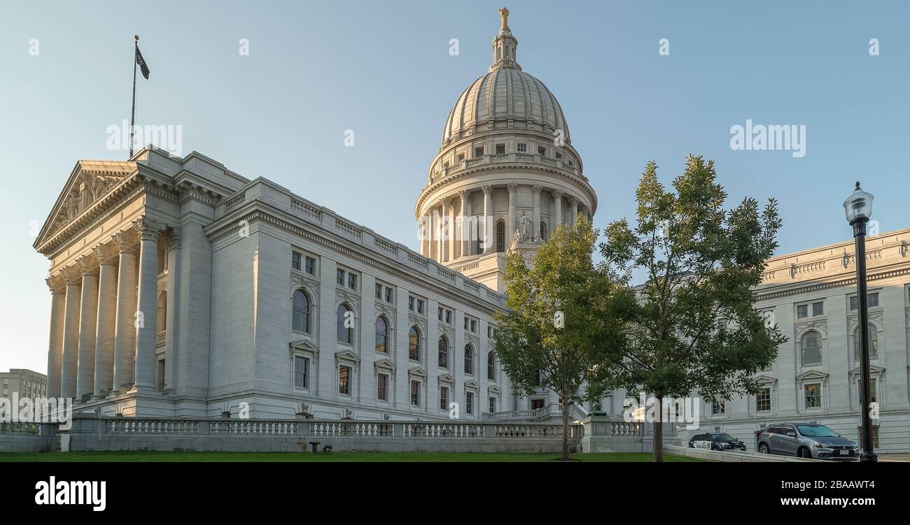 View of Wisconsin State Capitol building, Madison, Dane County, Wisconsin, USA Stock Photo