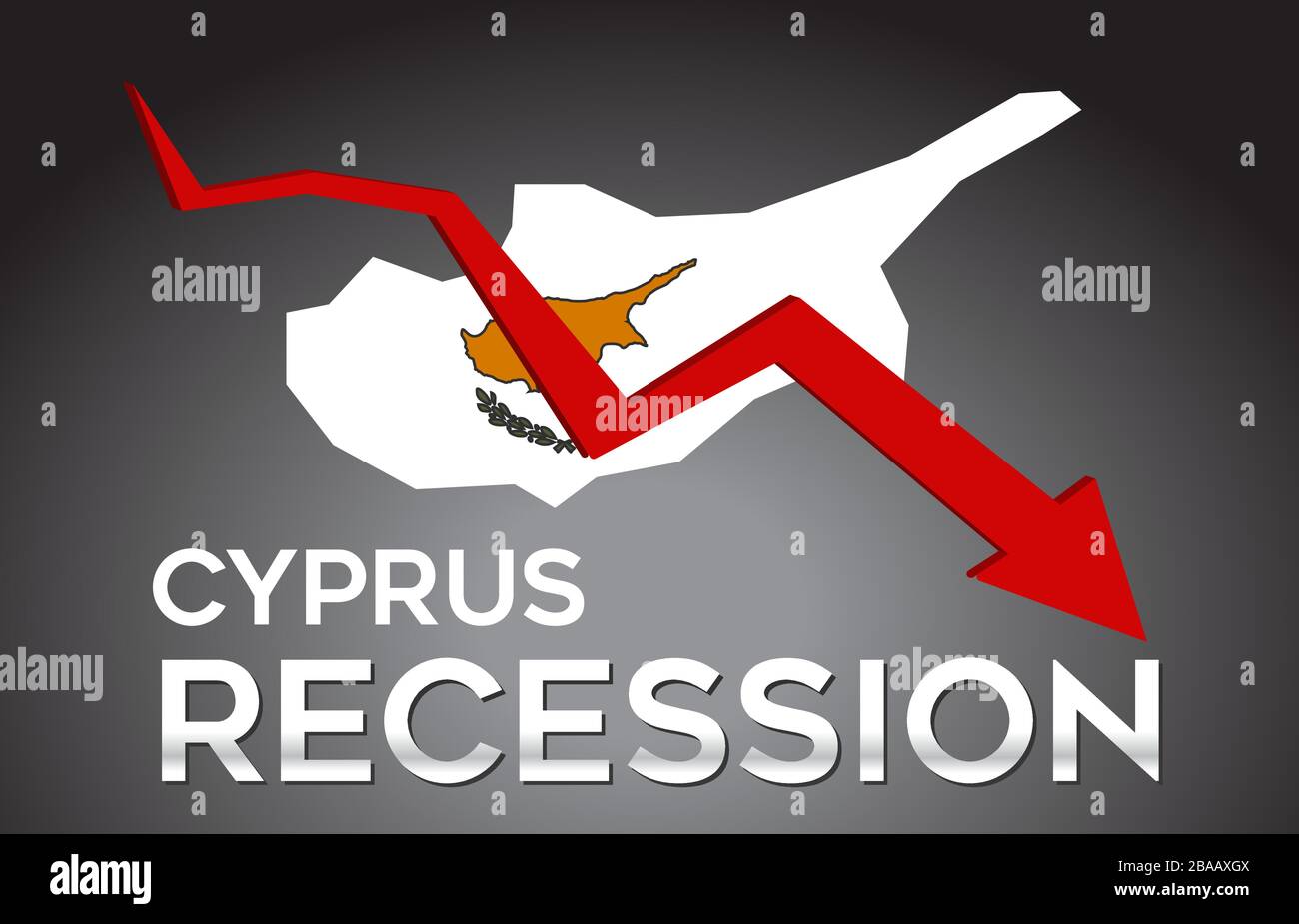 Map of Cyprus Recession Economic Crisis Creative Concept with Economic