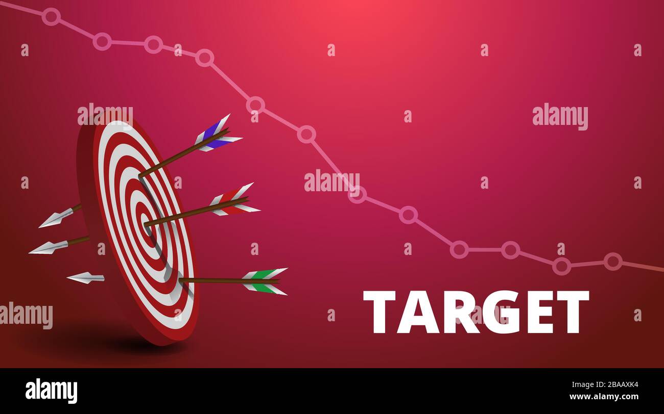 Vector realistic illustration with target financial goal concept