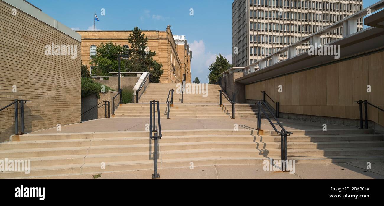 Empty steps in University of Wisconsin-Madison campus, Madison, Dane County, Wisconsin, USA Stock Photo
