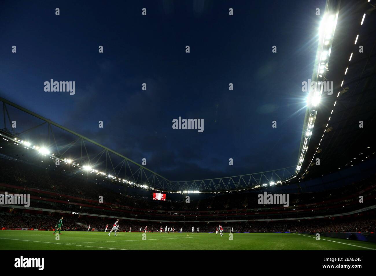 A general view of the action underway at the Emirates Stadium Stock Photo