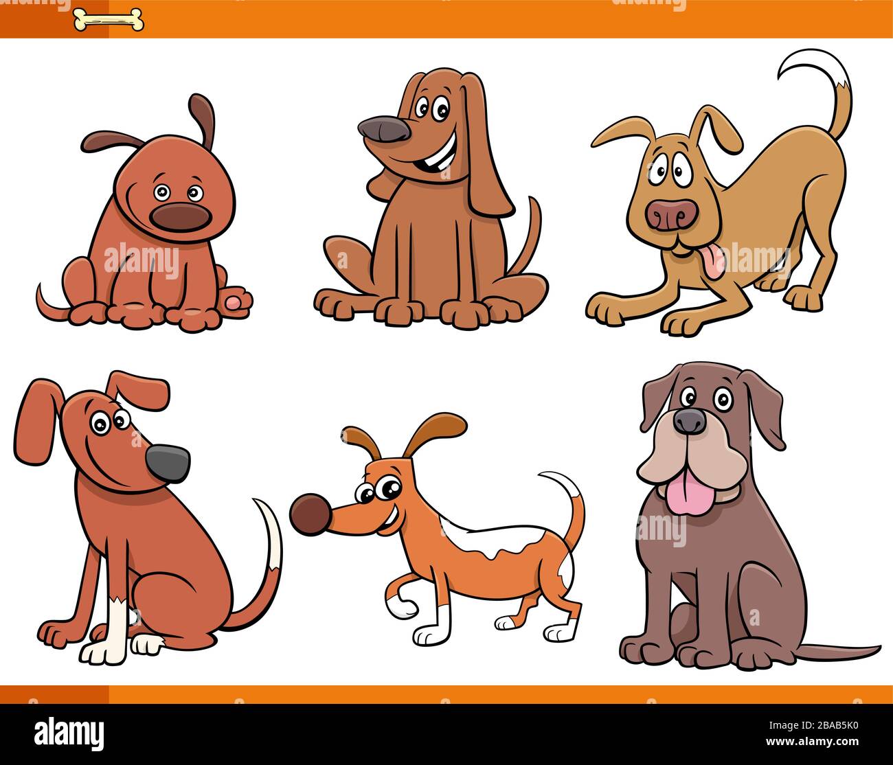 Cartoon Illustration of Funny Dogs and Puppies Cute Animal Characters ...