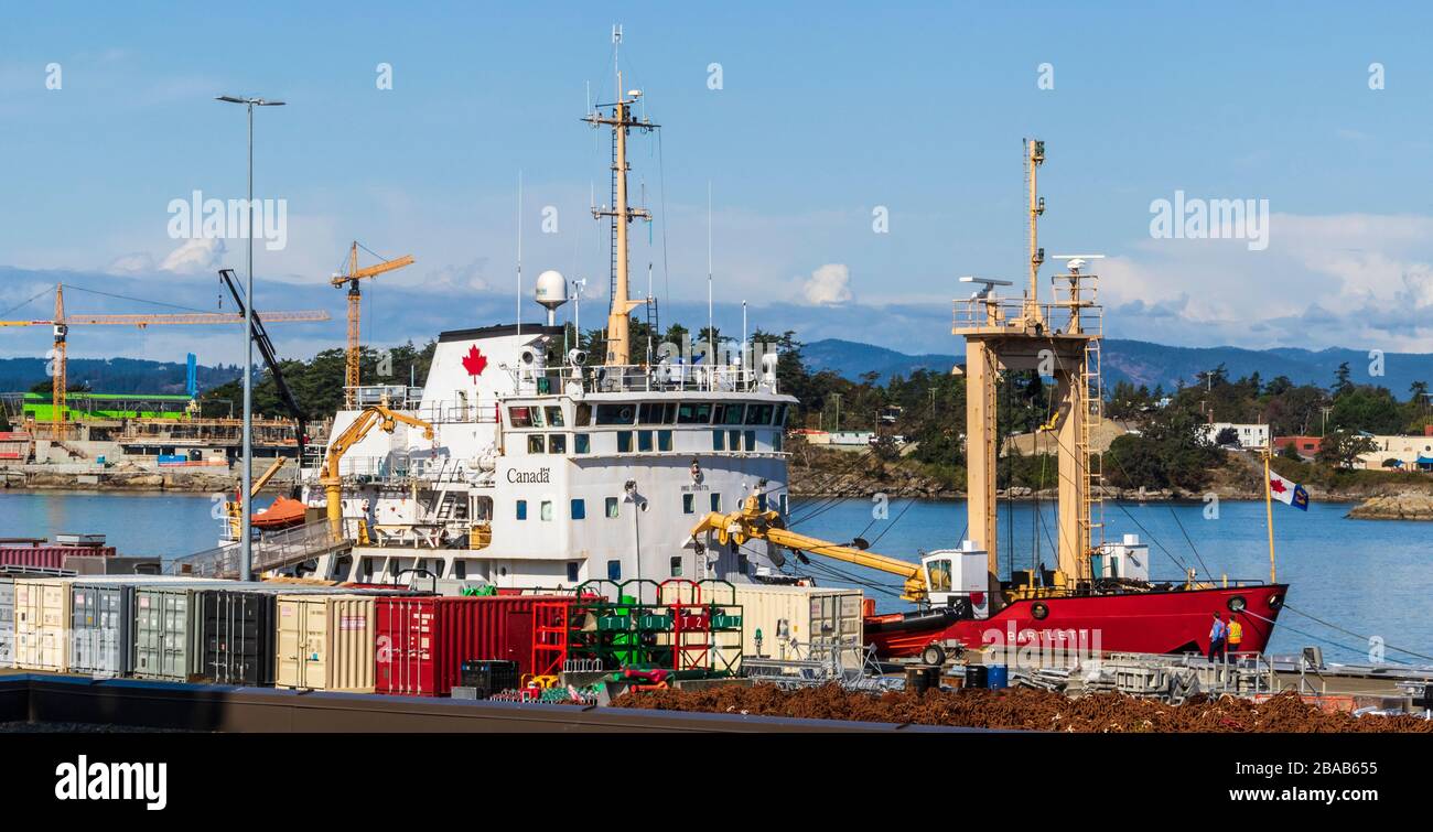 Canadian Coast Guard SAR (search and rescue) vessel Bartlett in Victoria Harbor, British Columbia, Canada. Stock Photo