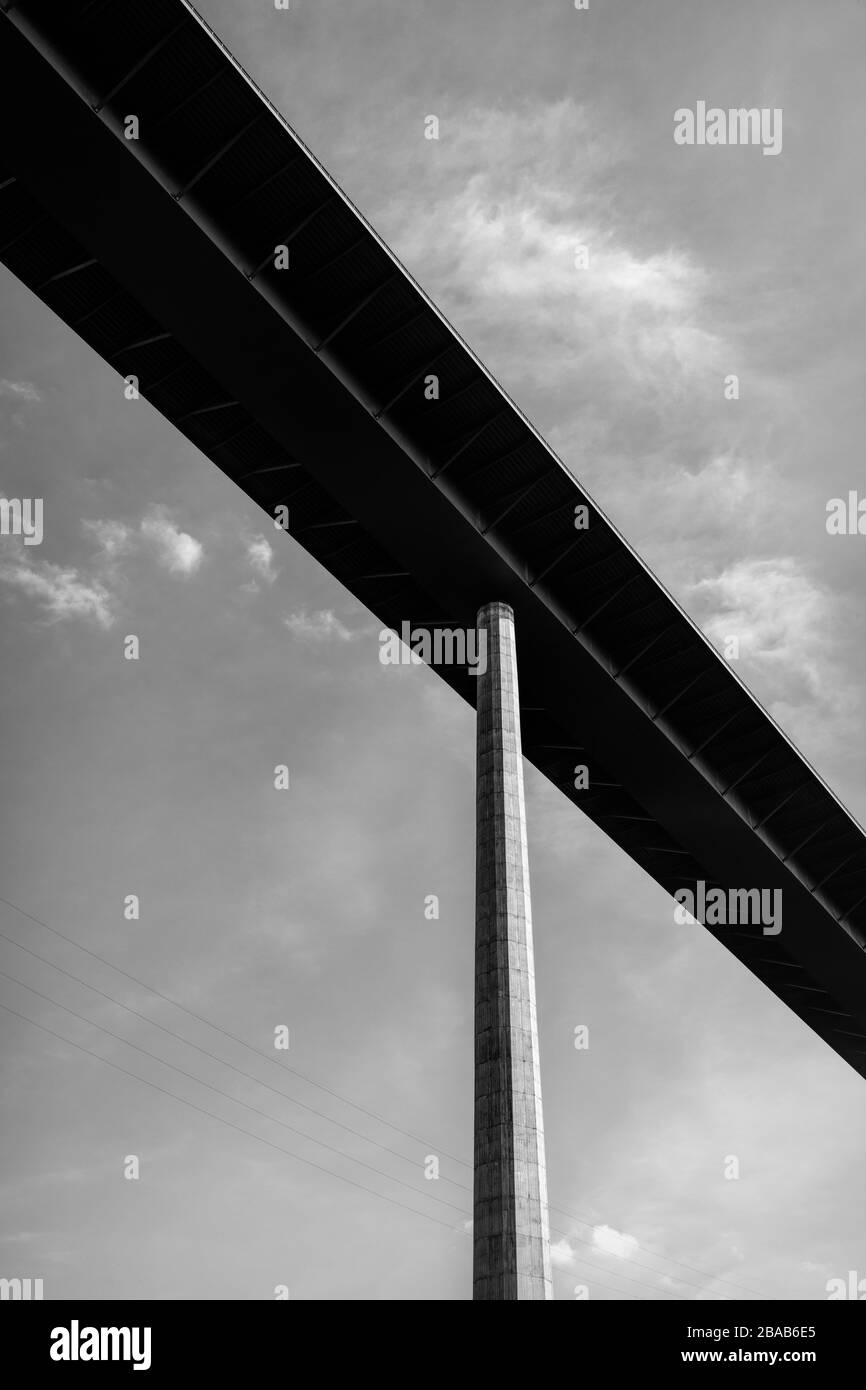 Bridge pillar supporting bridge, Freeway Bridge (A81) near Horb am Neckar, Baden Wurttemberg, Germany Stock Photo