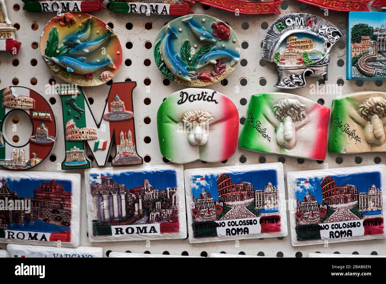 Souvenir fridge magnets for sale in a tourist shop in Rome, Italy Stock  Photo - Alamy