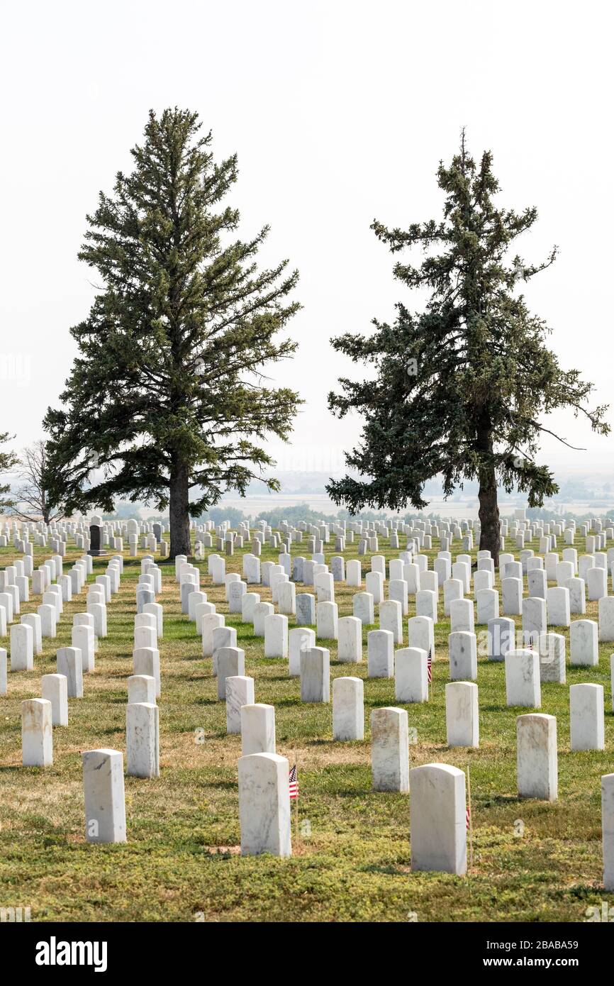 War memorial, Little Bighorn Battlefield National Monument, Hardin, Montana, USA Stock Photo