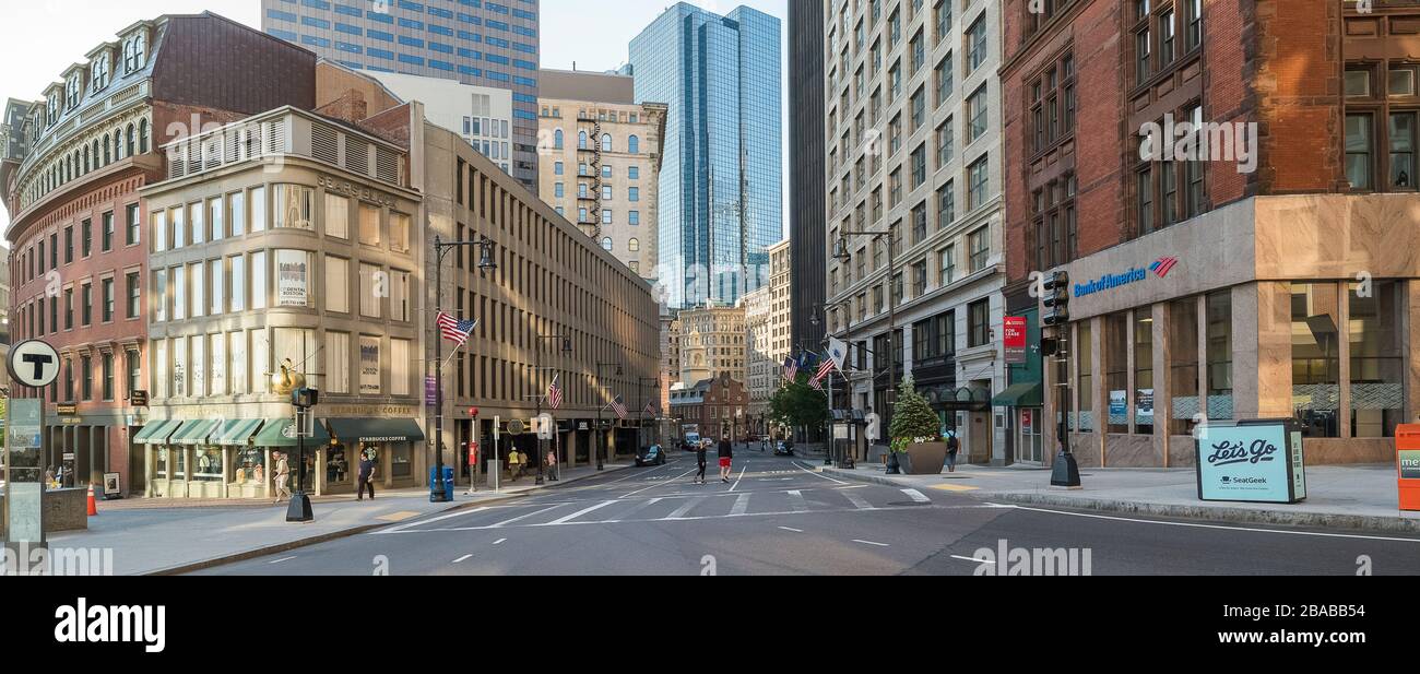 View of street in city, Boston Common, Boston, Massachusetts, USA Stock Photo