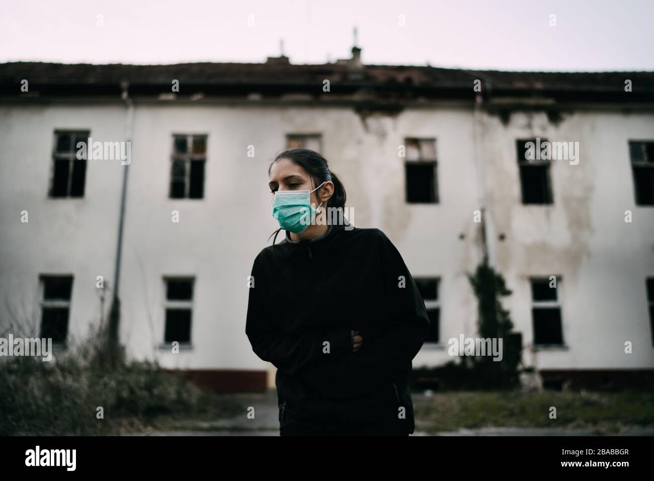 Patient suffering from infectious disease,sick person with syptoms.Contagious disease victim.Ill person having lethal respiratory disease.Attacked imm Stock Photo