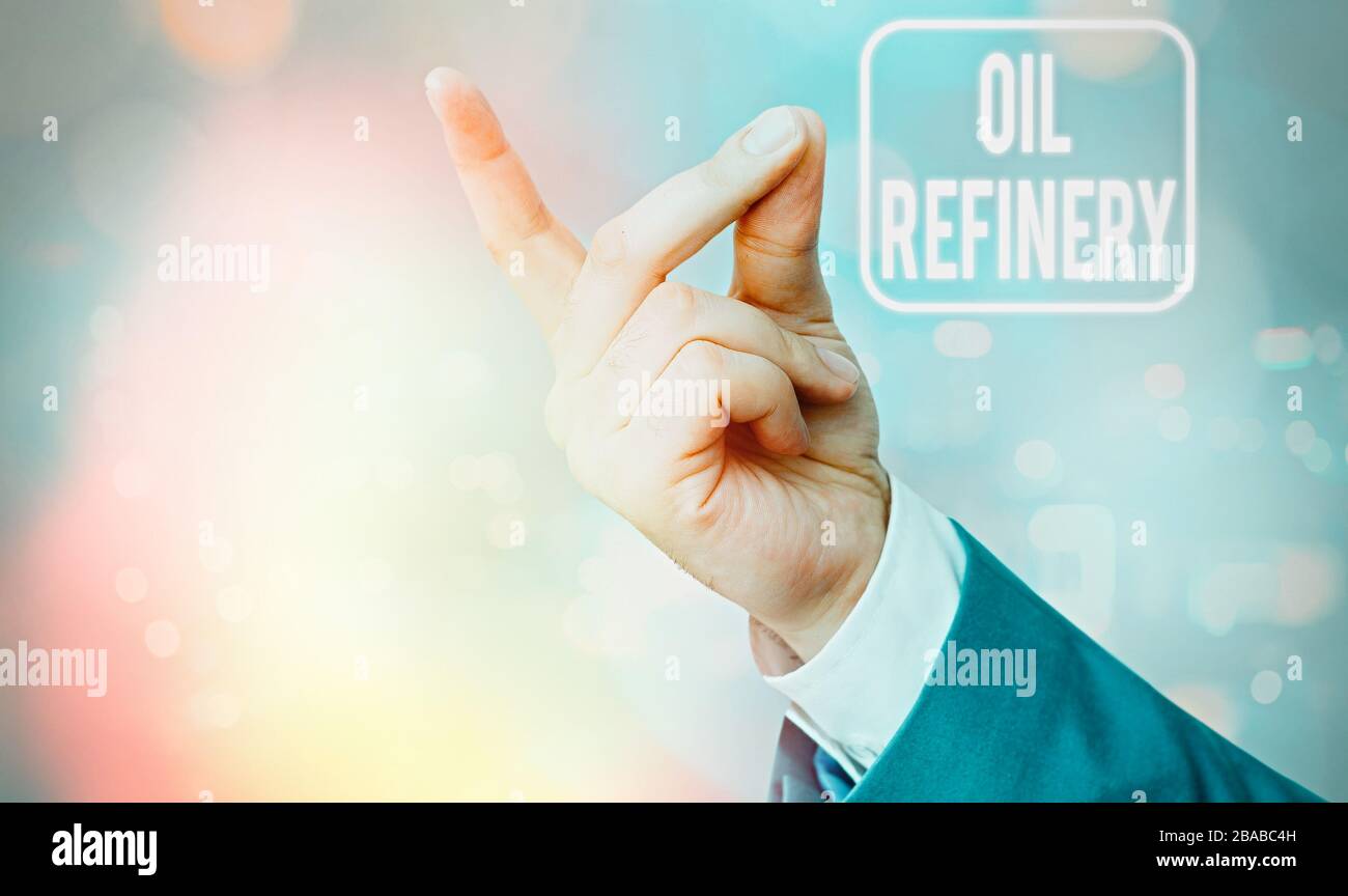 Writing note showing Oil Refinery. Business concept for industrial ...