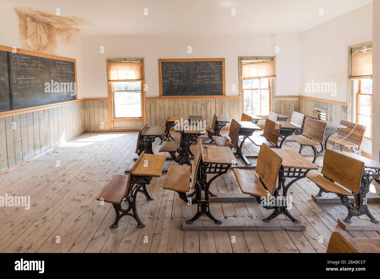 Schoolroom, Bannack ghost town, Montana, USA Stock Photo