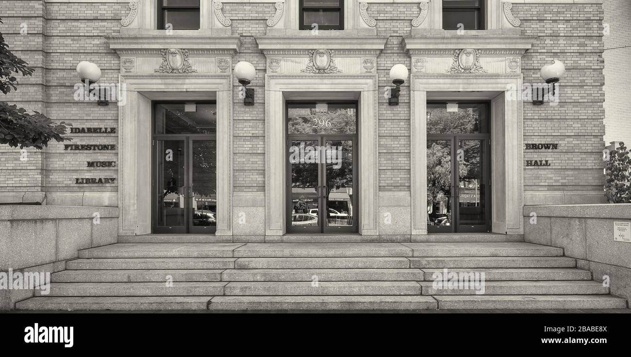 Entrance to England Conservatory building, Boston, Massachusetts, USA Stock Photo