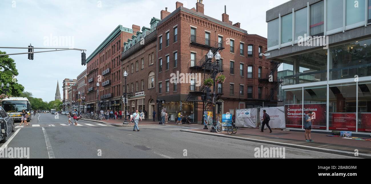 Pedestrians walking on city street, Cambridge, Massachusetts, USA Stock Photo