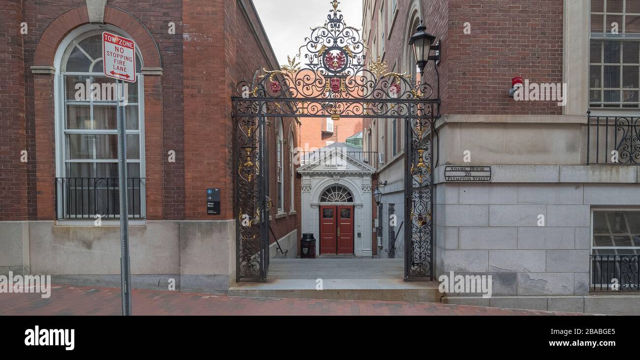 Gate to Adams House, Cambridge, Massachusetts, USA Stock Photo