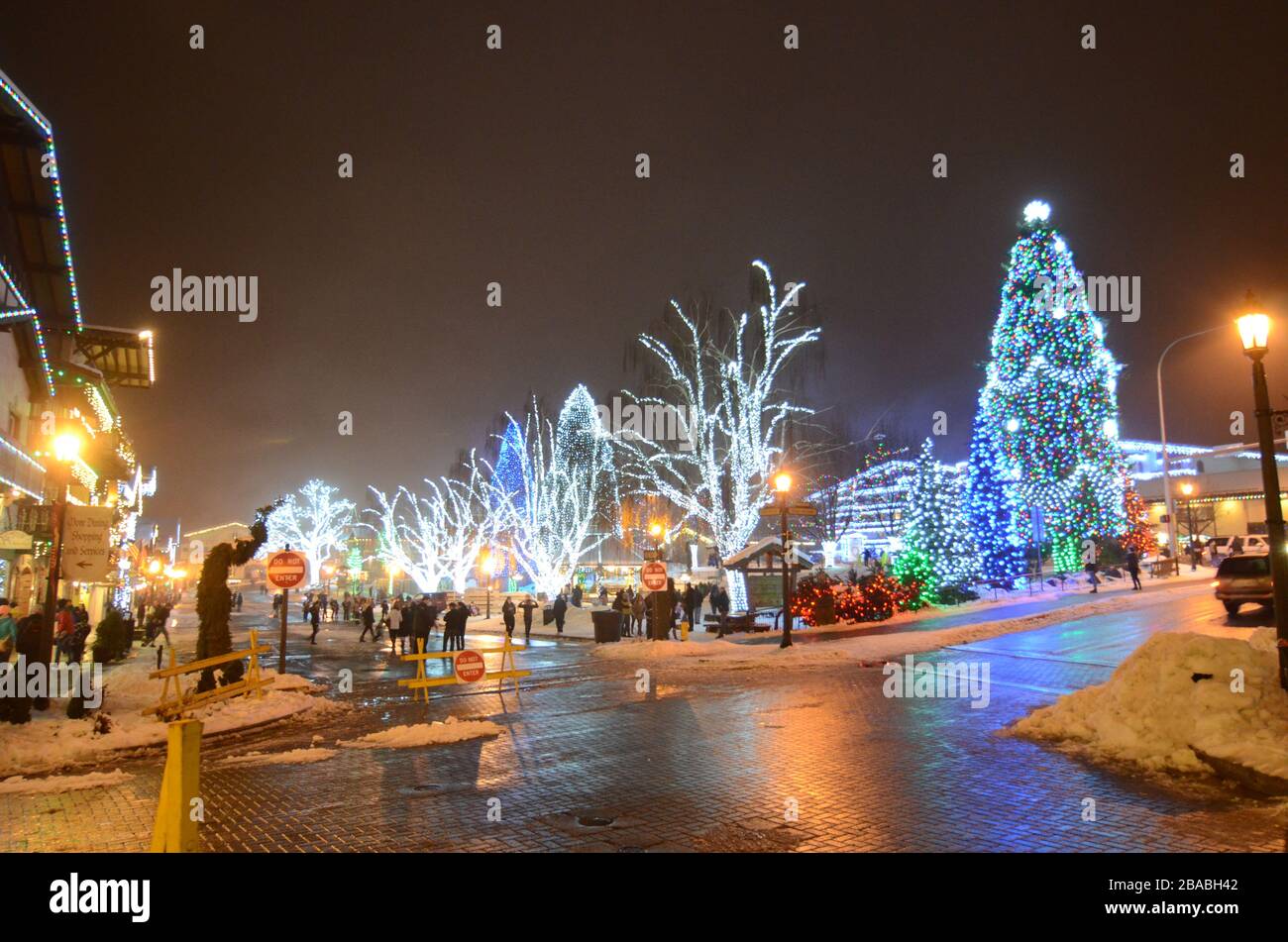 Leavenworth  Bavarian Village Christmas Lights festival, Washington Stock Photo
