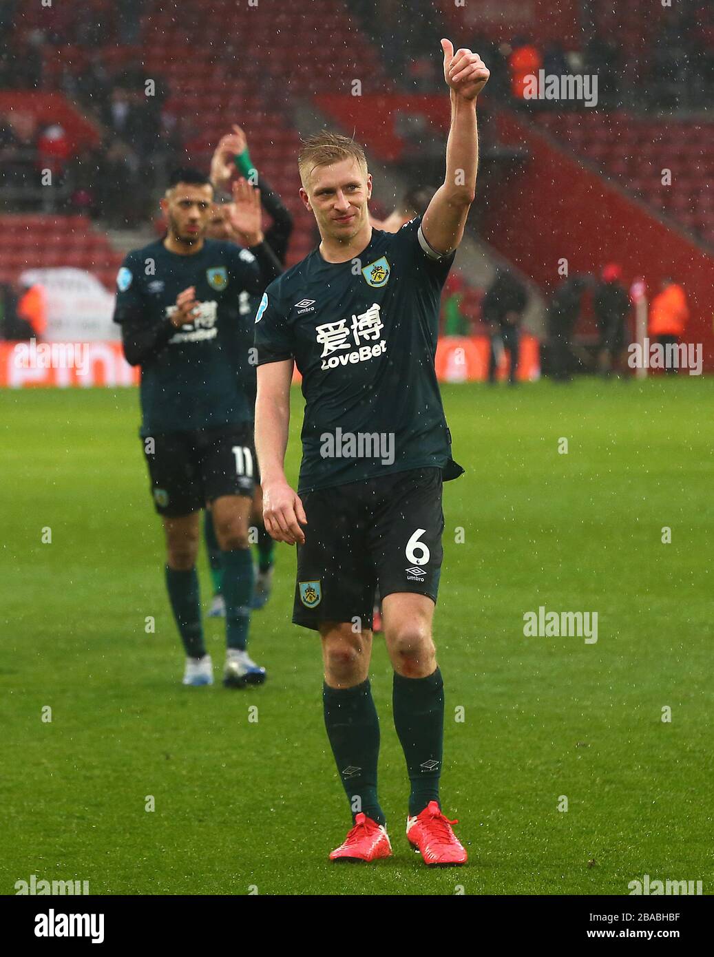 Burnley's Ben Mee salutes the fans after the game Stock Photo