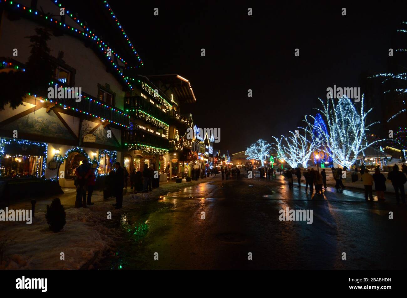 Leavenworth  Bavarian Village Christmas Lights festival, Washington Stock Photo