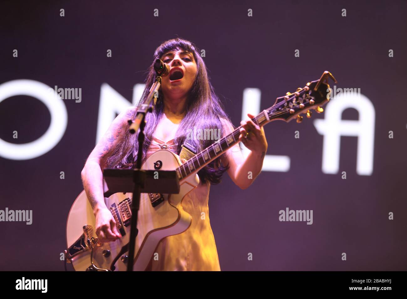 28 octubre 2017. Mon Laferte , cantante chilena durante su concierto en el festival Tecate Sonoro. (Foto: Luis Gutierrez /NortePhoto.com) Stock Photo