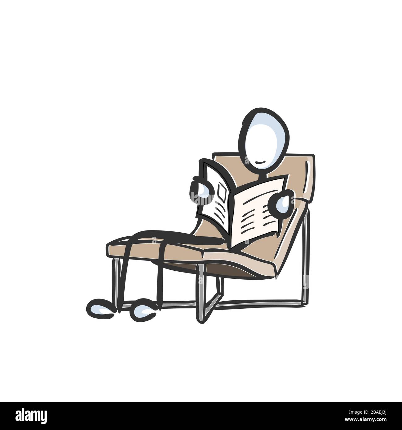 Reading news. Man holding newspaper. Read magazine or journal relax on  chair. Hand drawn. Stickman cartoon. Doodle sketch, Vector graphic  illustration Stock Vector Image & Art - Alamy