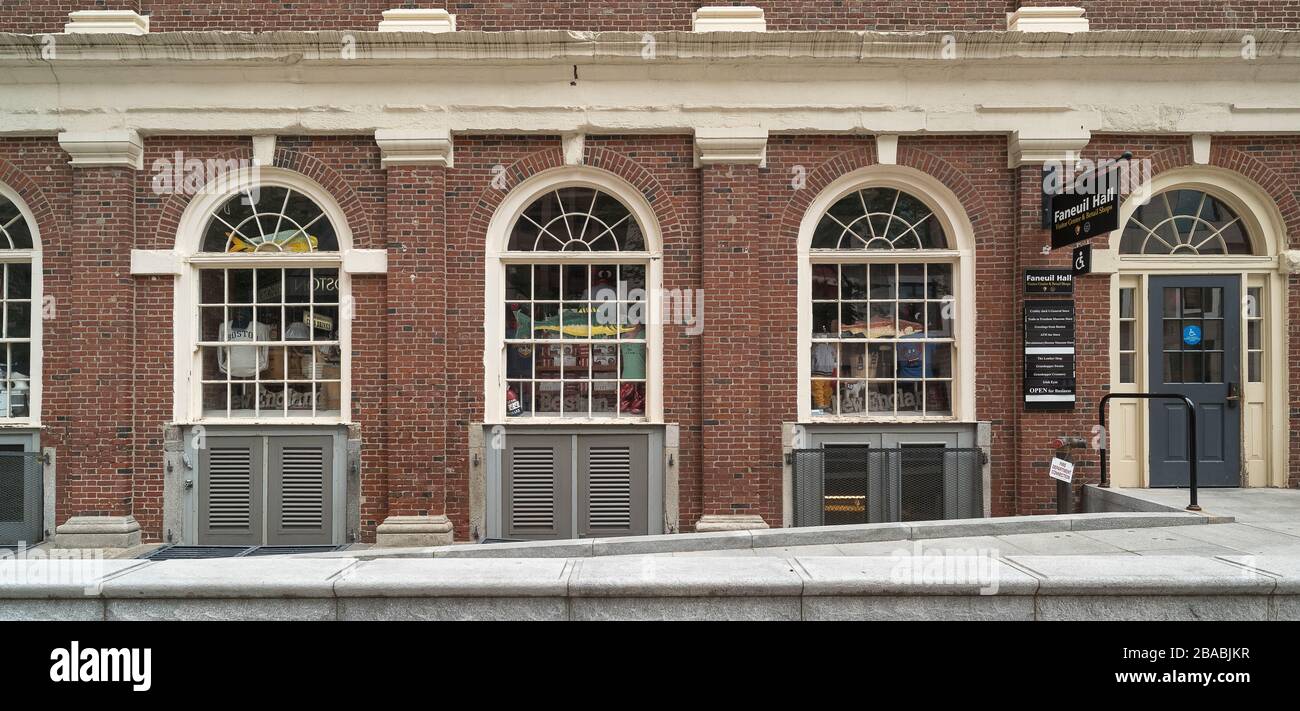 Entrance to Faneuil Hall building, Boston, Massachusetts, USA Stock Photo