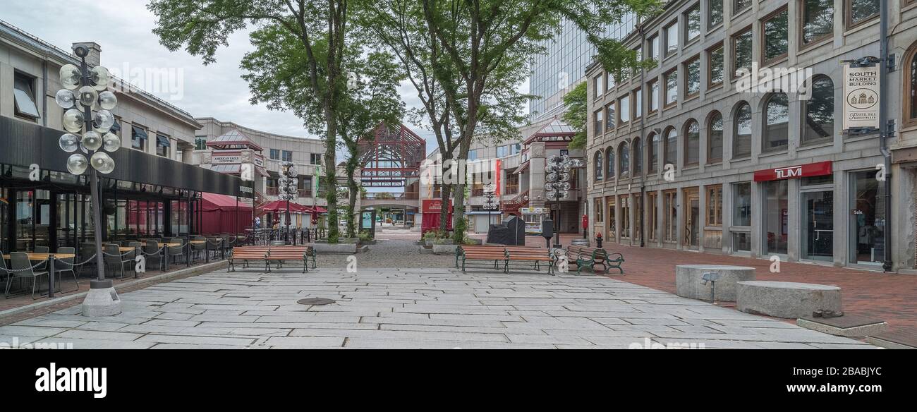 Building exteriors at Quincy Market, Boston, Massachusetts, USA Stock Photo