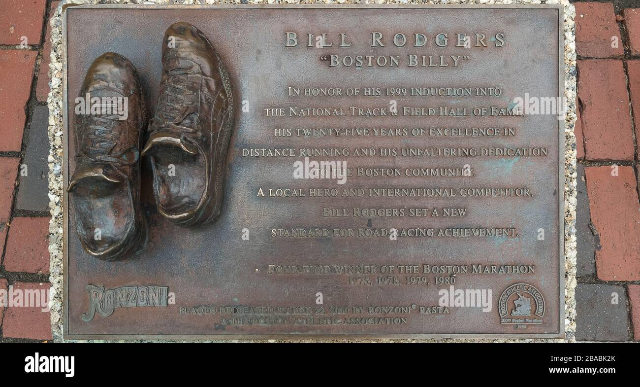 Bill Rodgers plaque, Faneuil Hall Marketplace, Boston, Massachusetts, USA Stock Photo