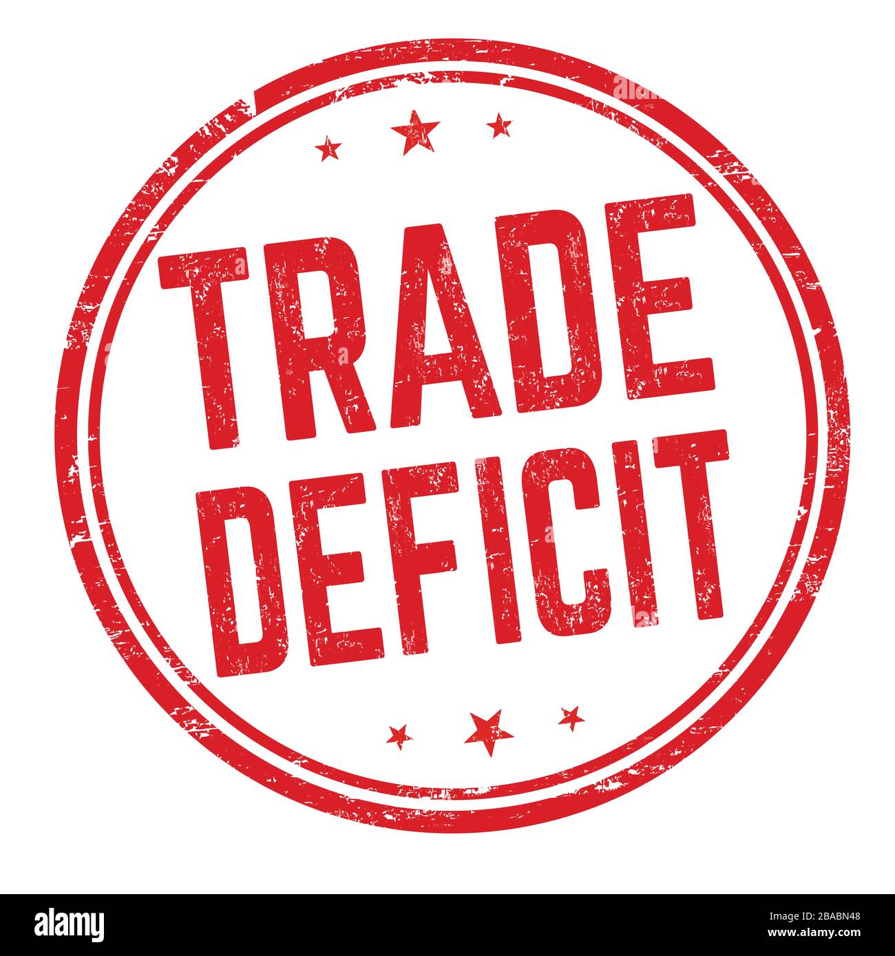 Trade deficit sign or stamp on white background, vector illustration