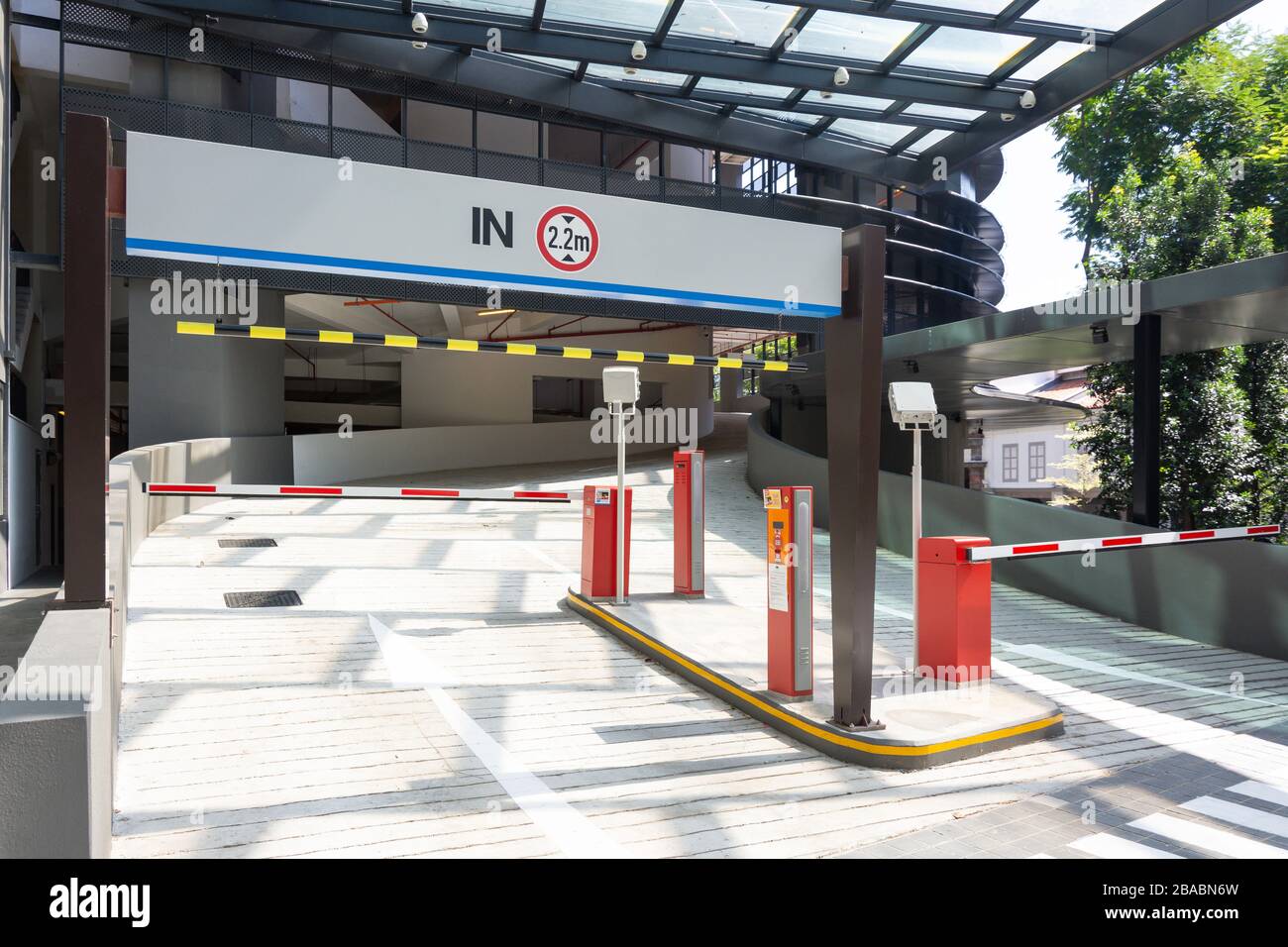 Entrance to multi-storey car park, Magazine Road, Clarke Quay Singapore Island, Singapore Stock Photo